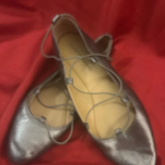 Lucky Brand Metallic Gray Lace-Up Flats - Picture 2 of 5